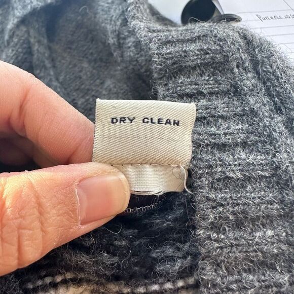 Carroll Reed Gray Nordic Fair Isle 100% Wool ButtonDown Hood Cardigan Sweater L - Picture 7 of 8